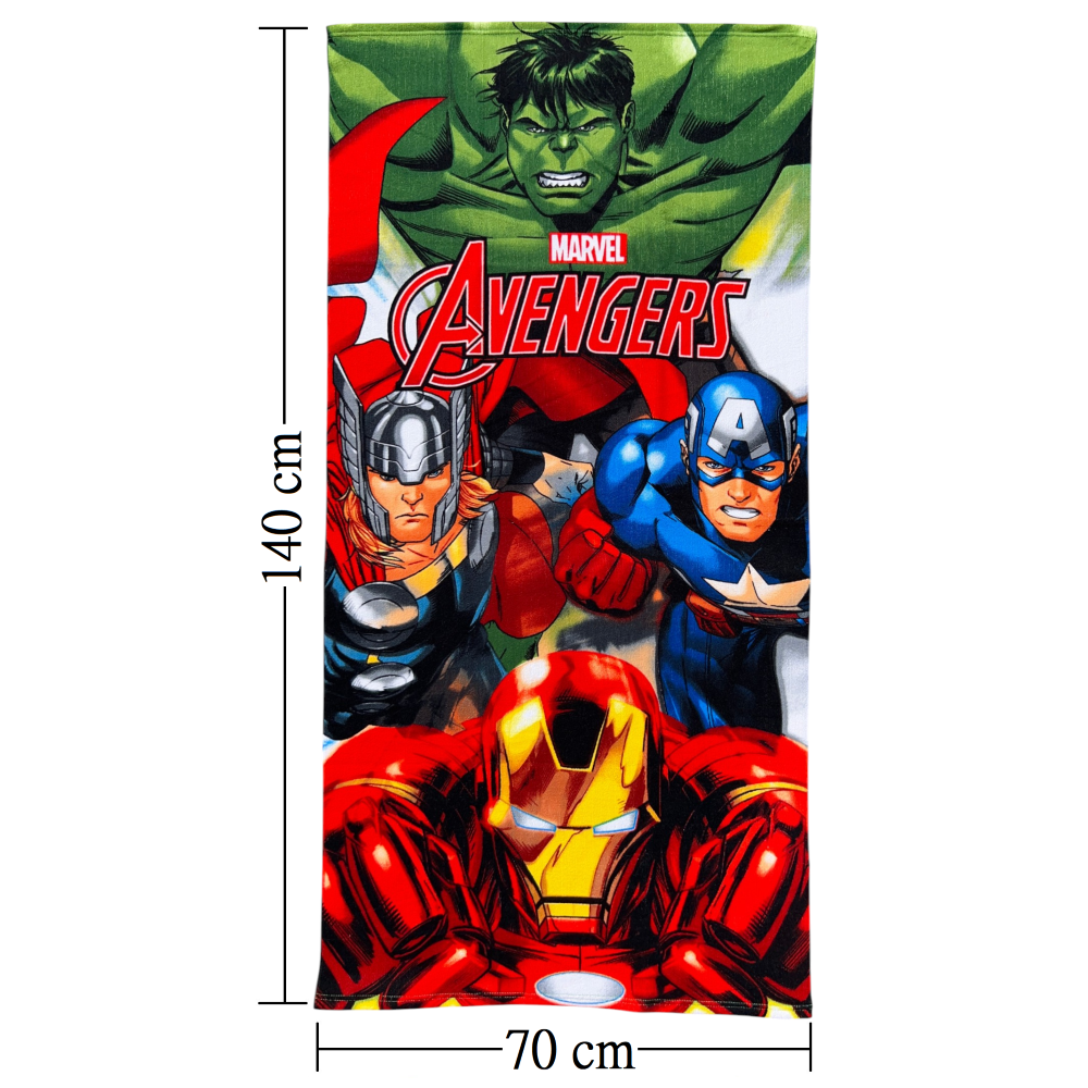 TELO MARE AVENGERS MARVEL ASCIUGAMANO PER BAMBINI IN MICROFIBRA CM 140X70 - JE14185AD