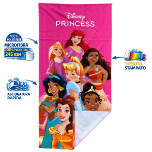 TELO MARE PRINCIPESSE DISNEY ASCIUGAMANO PER BAMBINE IN MICROFIBRA CM 140X70 - JE14190AD