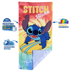 TELO MARE STITCH DISNEY ASCIUGAMANO PER BAMBINI IN MICROFIBRA CM 140X70 - JE14159AD