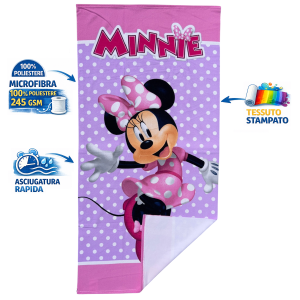 TELO MARE MINNIE DISNEY ASCIUGAMANO PER BAMBINE IN MICROFIBRA CM 140X70 - JE14180AD