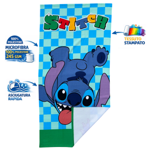 TELO MARE STITCH DISNEY ASCIUGAMANO PER BAMBINI IN MICROFIBRA CM 140X70 - JE14186AD