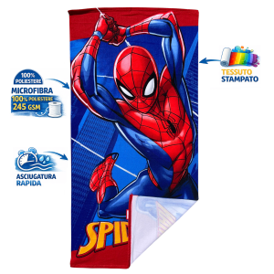 TELO MARE SPIDERMAN MARVEL ASCIUGAMANO PER BAMBINI IN MICROFIBRA CM 140X70 - JE14184AD