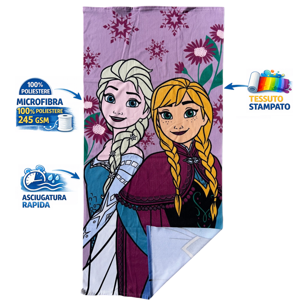 TELO MARE FROZEN DISNEY ASCIUGAMANO PER BAMBINI IN MICROFIBRA CM 140X70 - FRO2082