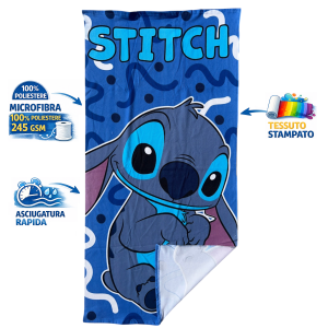 TELO MARE STITCH DISNEY ASCIUGAMANO PER BAMBINI IN MICROFIBRA CM 140X70 - STI2072
