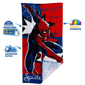 TELO MARE SPIDERMAN MARVEL ASCIUGAMANO PER BAMBINI IN MICROFIBRA CM 140X70 - SPM1715