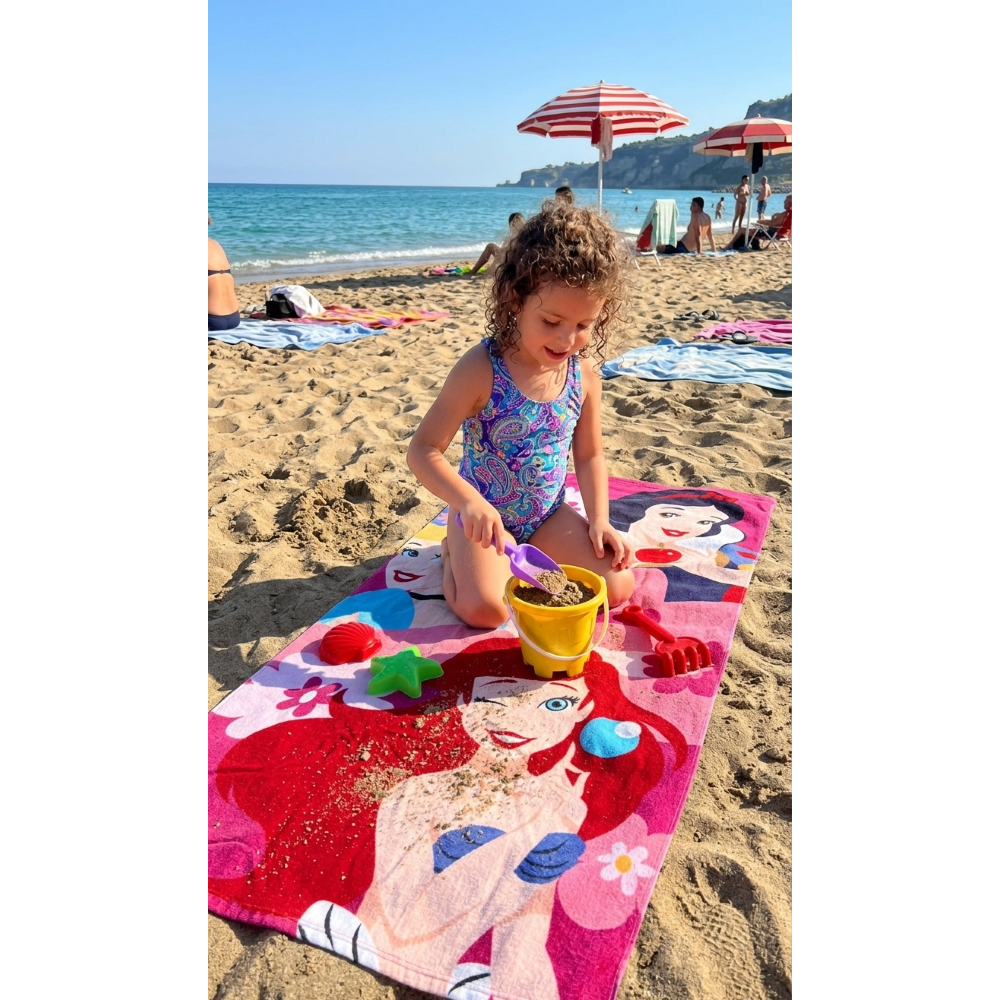 TELO MARE PRINCIPESSE DISNEY ASCIUGAMANO PER BAMBINI IN MICROFIBRA CM 140X70 - PRI2093