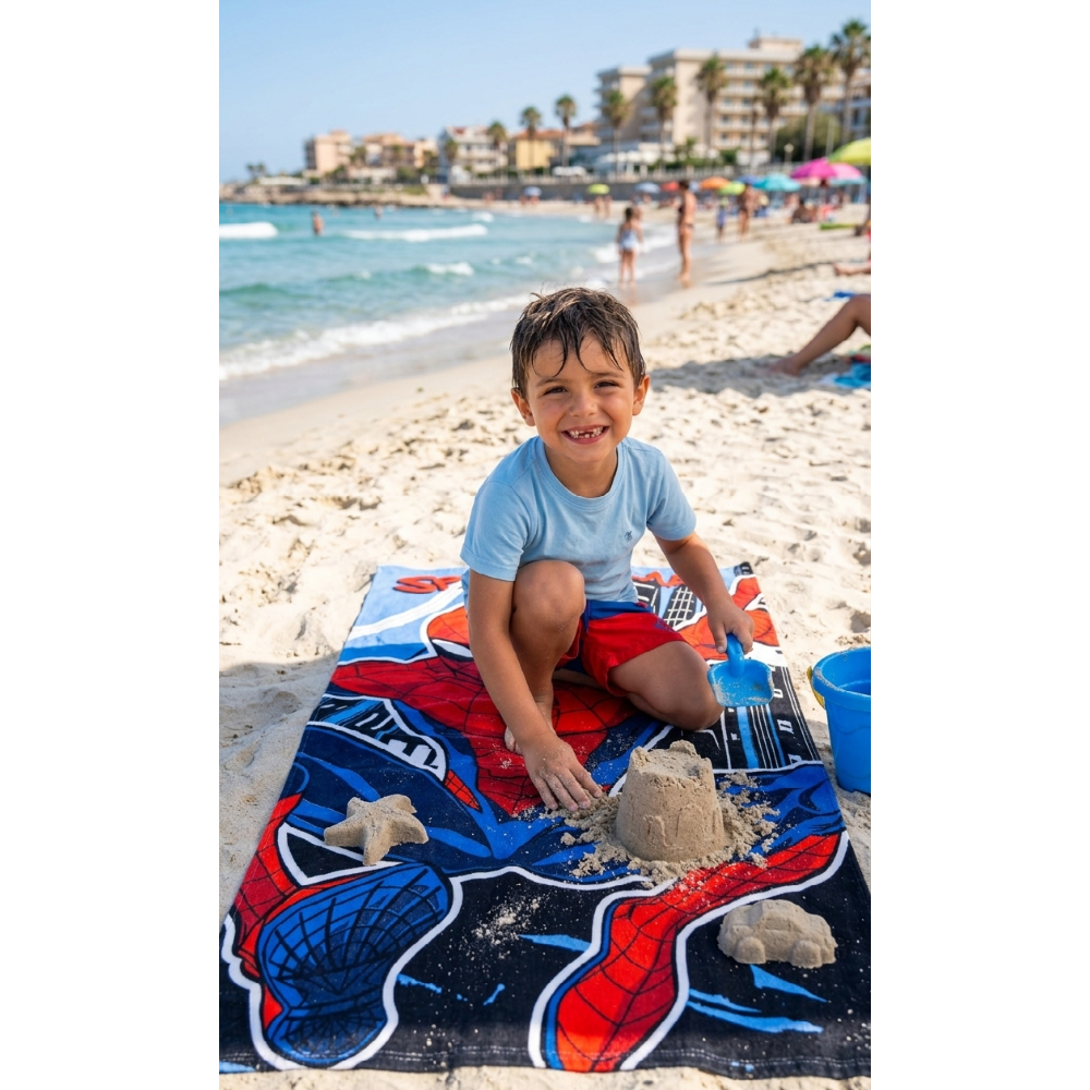 TELO MARE SPIDERMAN MARVEL ASCIUGAMANO PER BAMBINI IN MICROFIBRA CM 140X70 - SPM2098