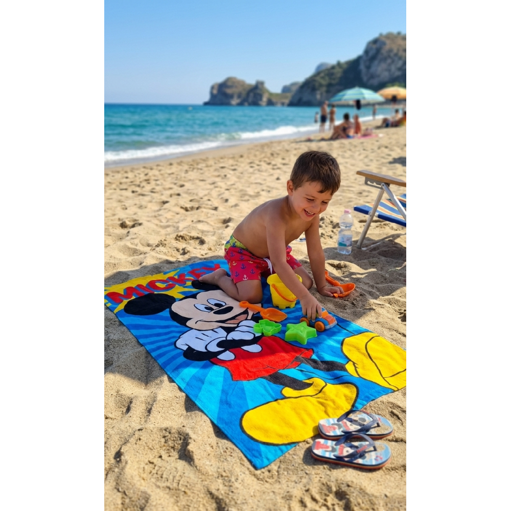 TELO MARE TOPOLINO DISNEY ASCIUGAMANO PER BAMBINI IN MICROFIBRA CM 140X70 - MIC1709