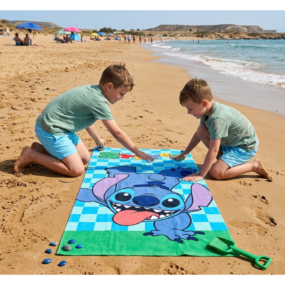 TELO MARE STITCH DISNEY ASCIUGAMANO PER BAMBINI IN MICROFIBRA CM 140X70 - JE14186AD