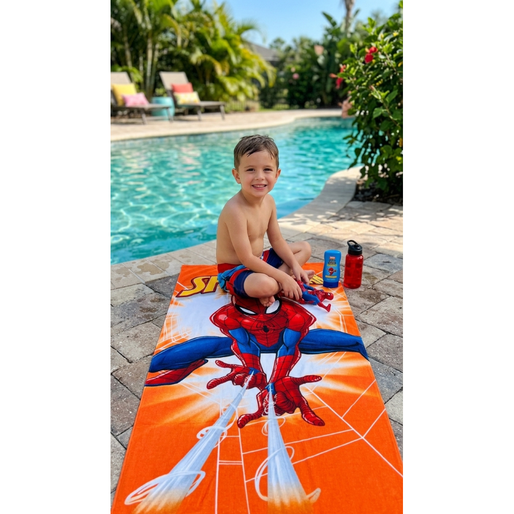 TELO MARE SPIDERMAN MARVEL ASCIUGAMANO PER BAMBINI IN MICROFIBRA CM 140X70 - JE11532AD