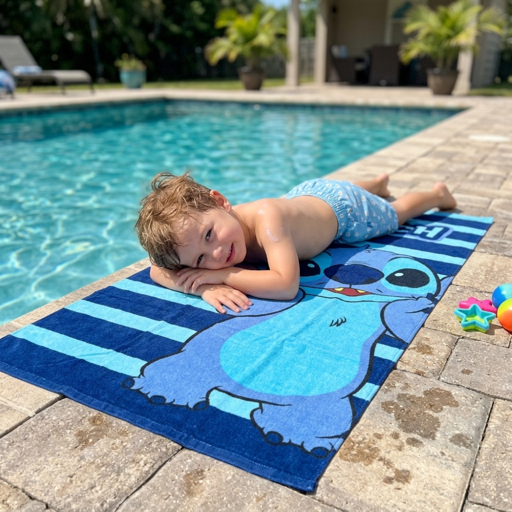 TELO MARE STITCH DISNEY ASCIUGAMANO PER BAMBINI IN MICROFIBRA CM 140X70 - JE14187AD