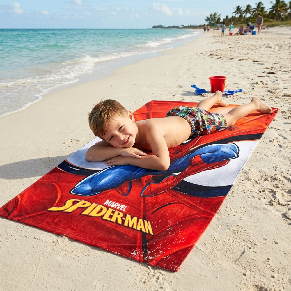 TELO MARE SPIDERMAN MARVEL ASCIUGAMANO PER BAMBINI IN MICROFIBRA CM 140X70 - JE12669AD