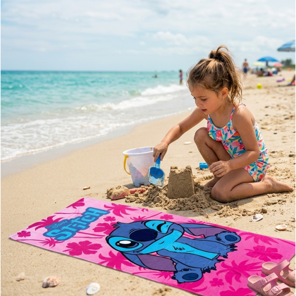 TELO MARE STITCH DISNEY ASCIUGAMANO PER BAMBINE IN MICROFIBRA CM 140X70 - JE14189AD