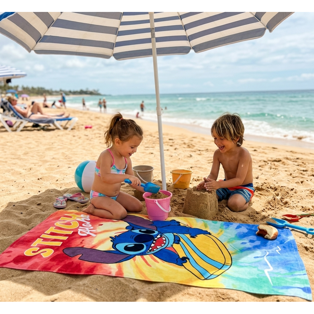 TELO MARE STITCH DISNEY ASCIUGAMANO PER BAMBINI IN MICROFIBRA CM 140X70 - JE14159AD