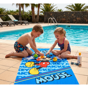 TELO MARE TOPOLINO DISNEY ASCIUGAMANO PER BAMBINI IN MICROFIBRA CM 140X70 - JE14177AD