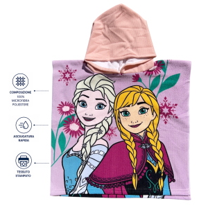 PONCHO MARE FROZEN DISNEY 100 X 50 CM ACCAPPATOIO PER BAMBINI 100% PL - FRO2085