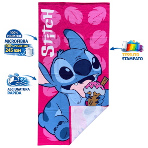 TELO MARE STITCH DISNEY ASCIUGAMANO PER BAMBINI IN MICROFIBRA CM 140X70 - JE13118AD
