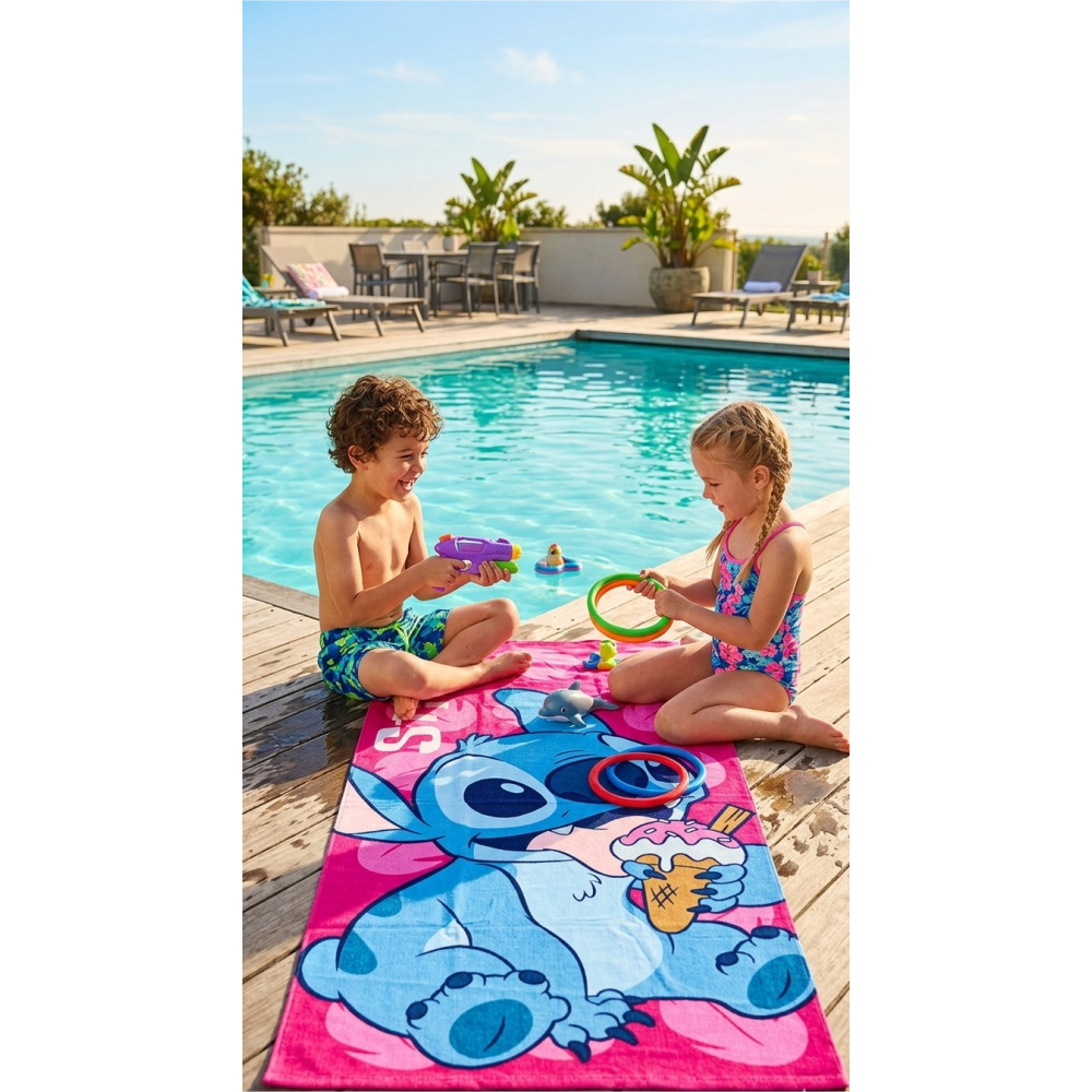 TELO MARE STITCH DISNEY ASCIUGAMANO PER BAMBINI IN MICROFIBRA CM 140X70 - JE13118AD