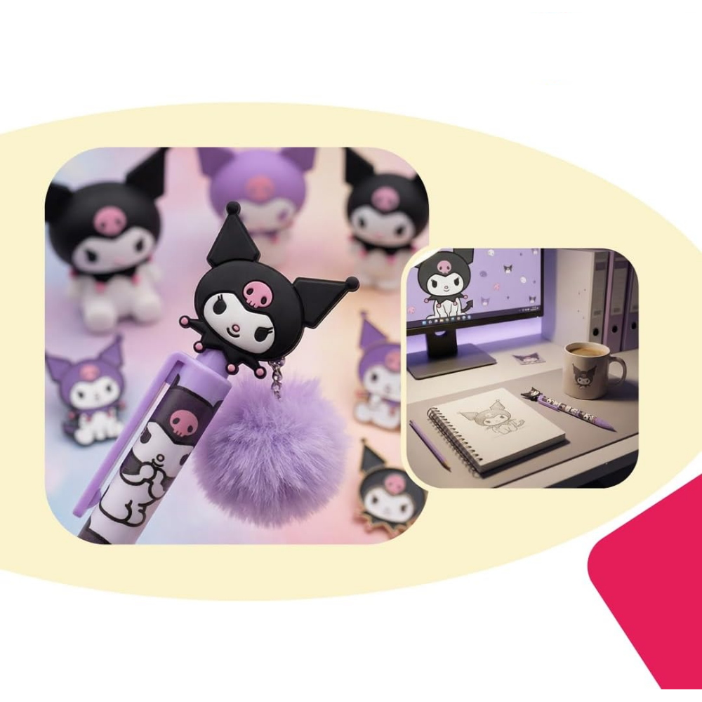 SET 12 PENNE KUROMI CON POMPON 18 CM IDEA REGALO - KU00006X12