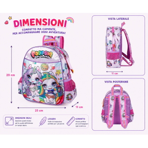 ZAINO ASILO POPPIES SURPRISE UNICORN SCUOLA BAMBINA CM.29x25x11-20216