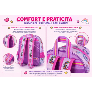 ZAINO ASILO POPPIES SURPRISE UNICORN SCUOLA BAMBINA CM.29x25x11-20216