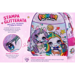ZAINO ASILO POPPIES SURPRISE UNICORN SCUOLA BAMBINA CM.29x25x11-20216