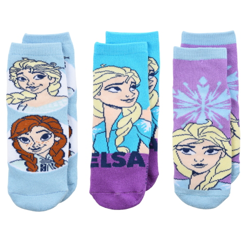 CALZINI ANTISCIVOLO FROZEN DISNEY IN MISTO COTONE 3 PAIA ASSORTITI BAMBINE 23/34 - HY06057