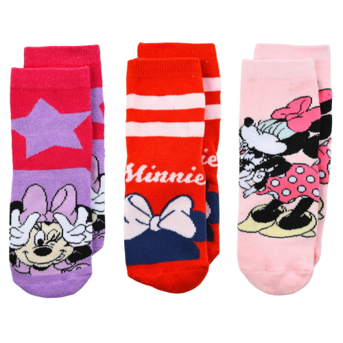 CALZINI ANTISCIVOLO MINNIE DISNEY IN MISTO COTONE 3 PAIA ASSORTITI BAMBINE 23/34 - HY06063