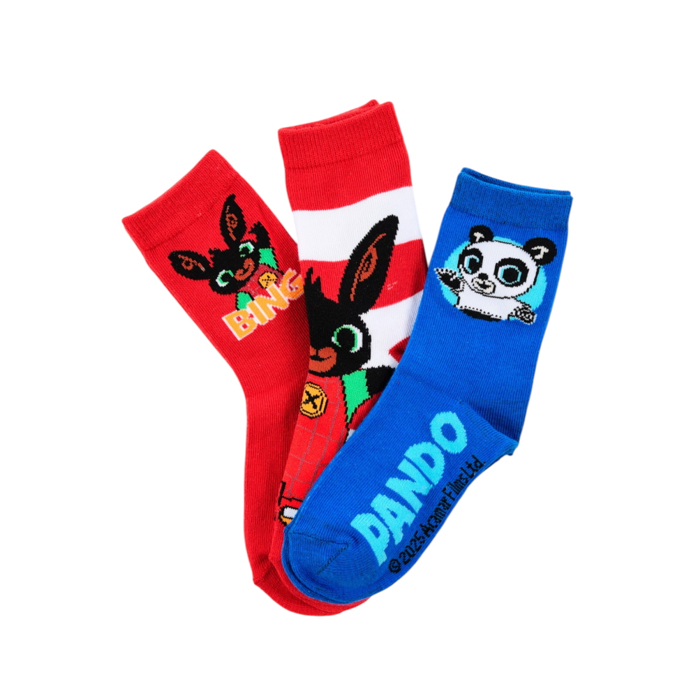 CALZINI BING E PANDO IN MISTO COTONE 3 PAIA ASSORTITI BAMBINI 19/30 - HY06049/1
