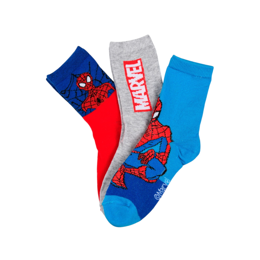 CALZINI SPIDERMAN MARVEL IN MISTO COTONE 3 PAIA ASSORTITI BAMBINI 23/34 - HY06039/1