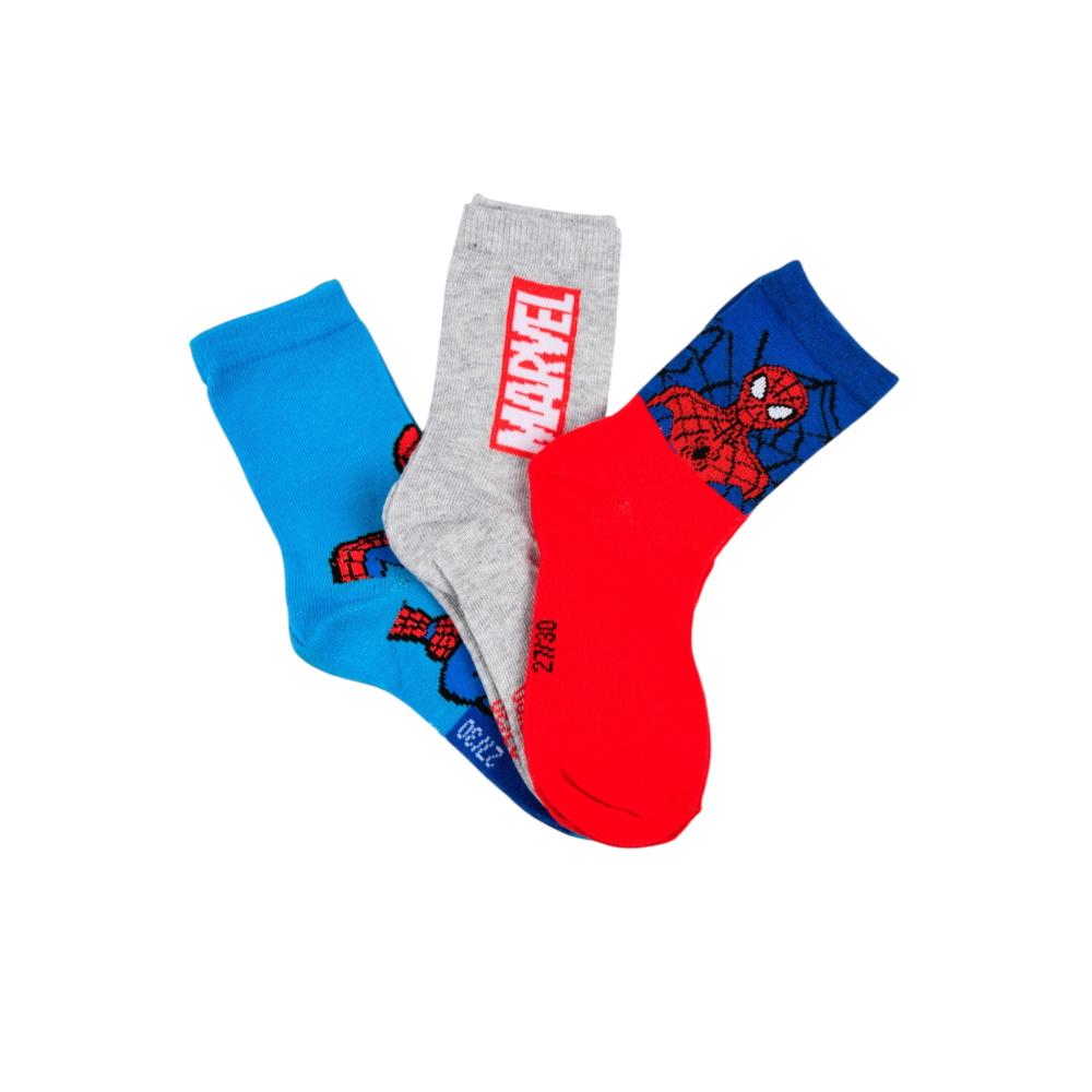 CALZINI SPIDERMAN MARVEL IN MISTO COTONE 3 PAIA ASSORTITI BAMBINI 23/34 - HY06039/1