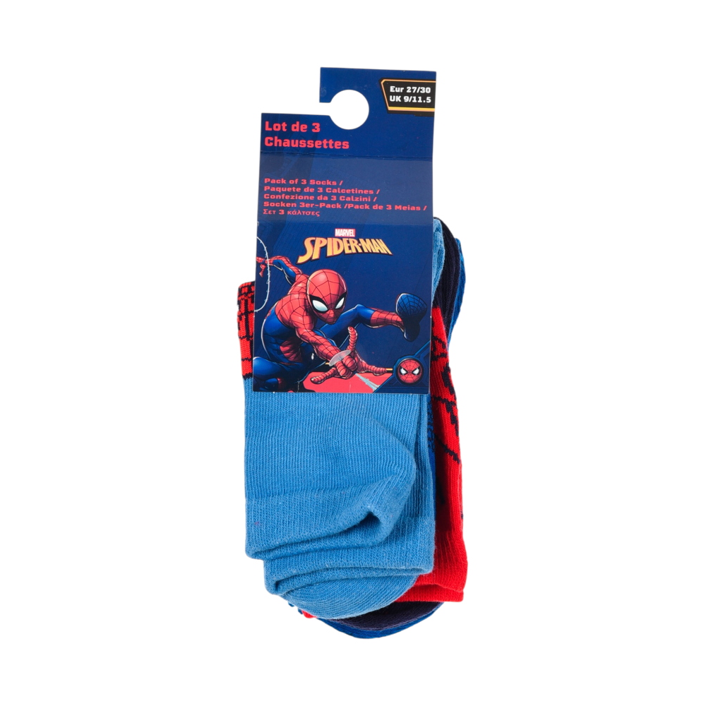 CALZINI SPIDERMAN MARVEL IN MISTO COTONE 3 PAIA ASSORTITI BAMBINI 23/34 - HY06039/2
