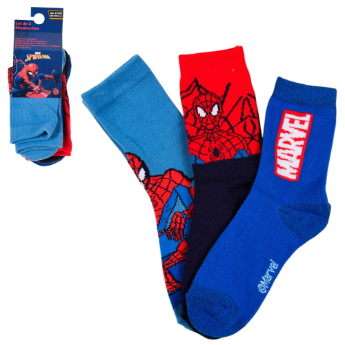 CALZINI SPIDERMAN MARVEL IN MISTO COTONE 3 PAIA ASSORTITI BAMBINI 23/34 - HY06039/2