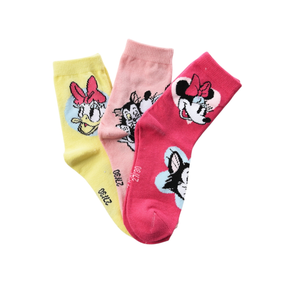 CALZINI MINNIE PAPERINA DISNEY IN MISTO COTONE 3 PAIA ASSORTITI BAMBINE 23/34 - HY06036/1
