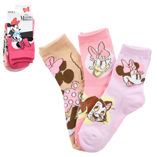 CALZINI PAPERINA MINNIE DISNEY IN MISTO COTONE 3 PAIA ASSORTITI BAMBINE 23/34 - HY06036/2