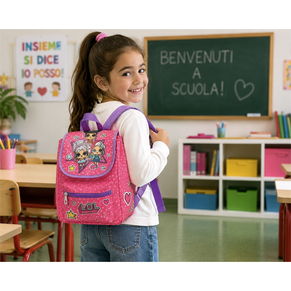 ZAINO ATHLETIC TRENDY LOL SUPRISE BAMBINA ASILO BORSA SCUOLA TEMPO LIBERO CM.20X20X9 - B99195MC