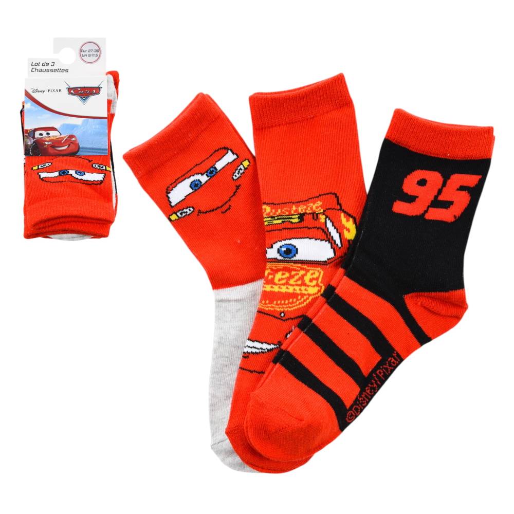 CALZINI CARS DISNEY IN MISTO COTONE 3 PAIA ASSORTITI BAMBINI 23/34 - HY06045/1