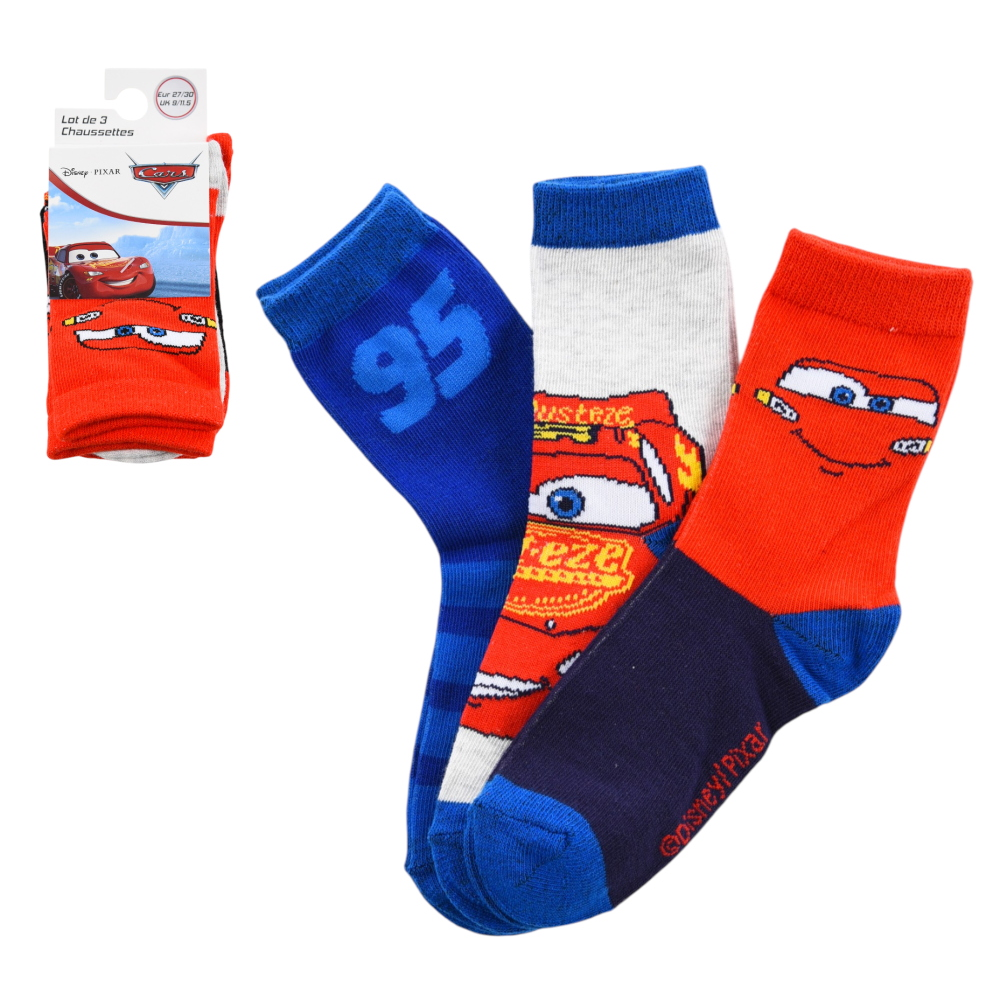 CALZINI CARS DISNEY IN MISTO COTONE 3 PAIA ASSORTITI BAMBINI 23/34 - HY06045/2