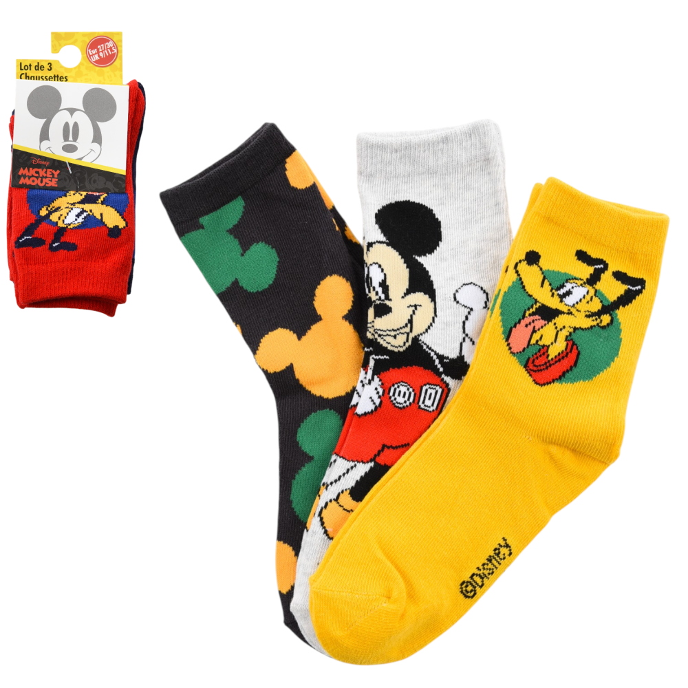 CALZINI PLUTO TOPOLINO DISNEY IN MISTO COTONE 3 PAIA ASSORTITI BAMBINI 23/34 - HY06034/2