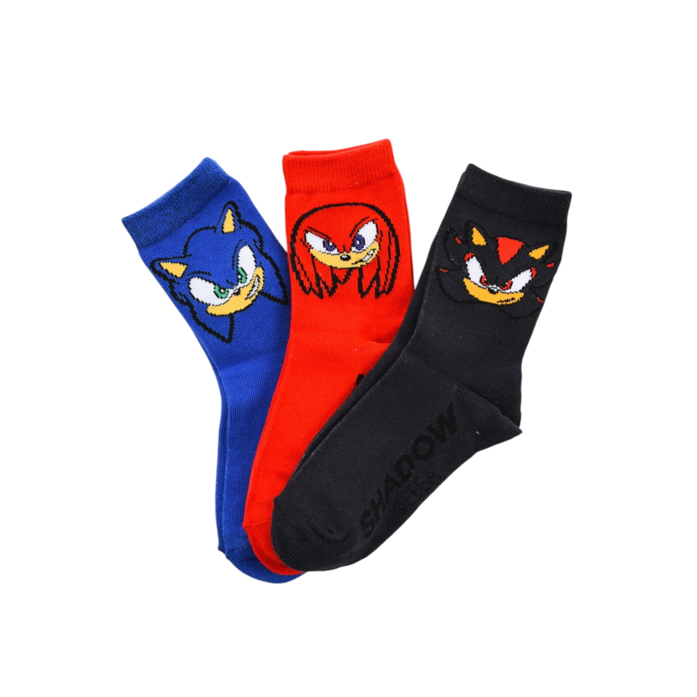 CALZINI SONIC KNUCKLES SHADOW IN MISTO COTONE 3 PAIA ASSORTITI BAMBINI 23/34 - HY06026/1