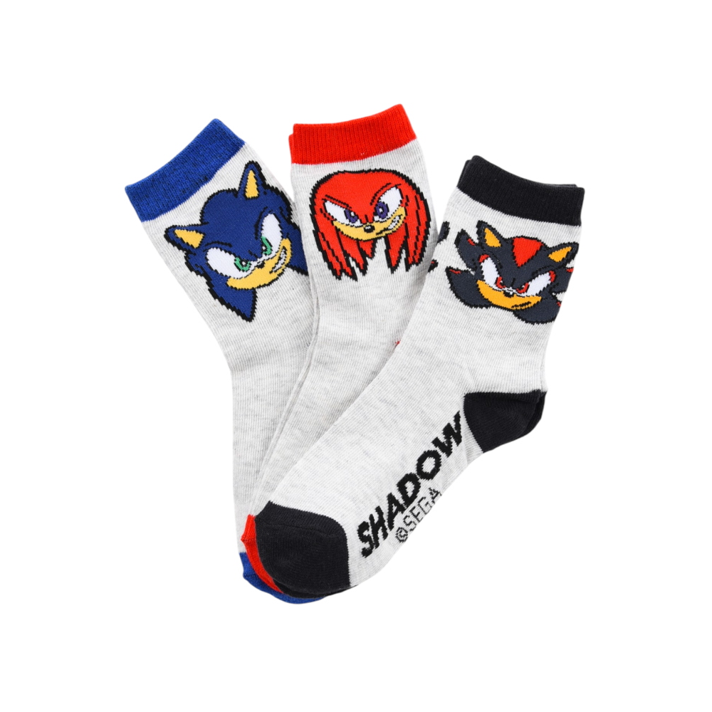 CALZINI SONIC SHADOW KNUCKLES IN MISTO COTONE 3 PAIA ASSORTITI BAMBINI 23/34 - HY06026/2