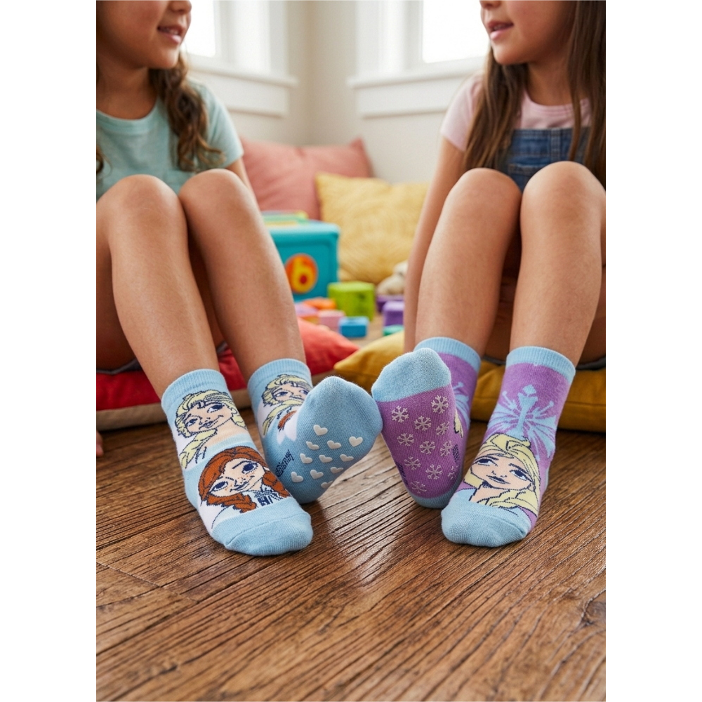 CALZINI ANTISCIVOLO FROZEN DISNEY IN MISTO COTONE 3 PAIA ASSORTITI BAMBINE 23/34 - HY06057
