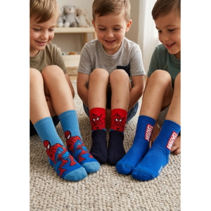 CALZINI SPIDERMAN MARVEL IN MISTO COTONE 3 PAIA ASSORTITI BAMBINI 23/34 - HY06039/2