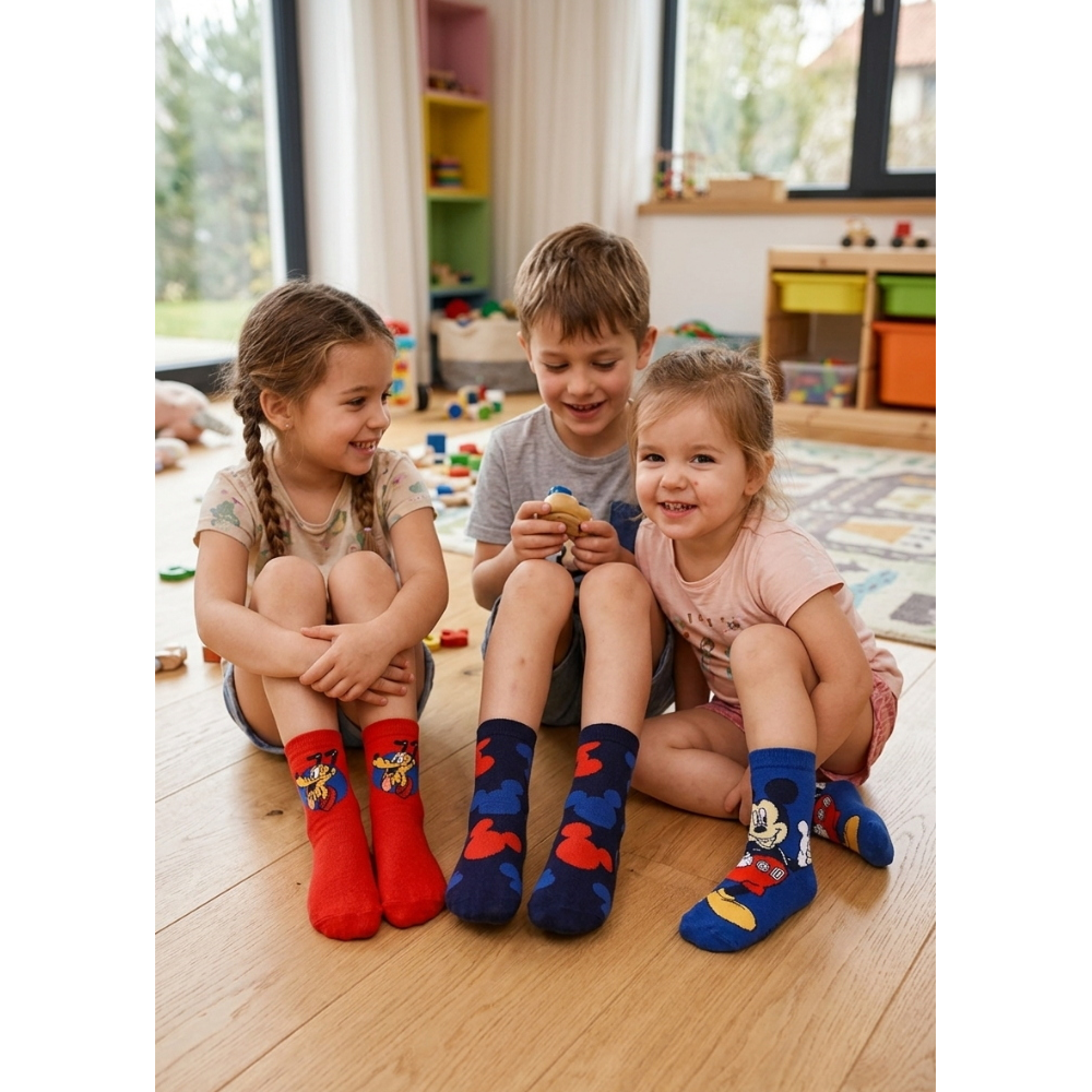 CALZINI TOPOLINO PLUTO DISNEY IN MISTO COTONE 3 PAIA ASSORTITI BAMBINI 23/34 - HY06034/1