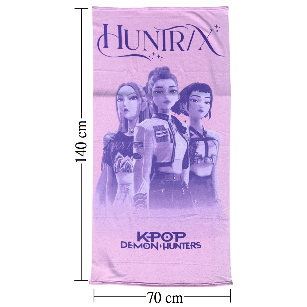 TELO MARE K-POP DEMON HUNTERS HUNTRIX ASCIUGAMANO PER BAMBINI IN MICROFIBRA CM 140X70 - KDH2383