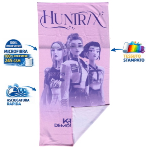 TELO MARE K-POP DEMON HUNTERS HUNTRIX ASCIUGAMANO PER BAMBINI IN MICROFIBRA CM 140X70 - KDH2383