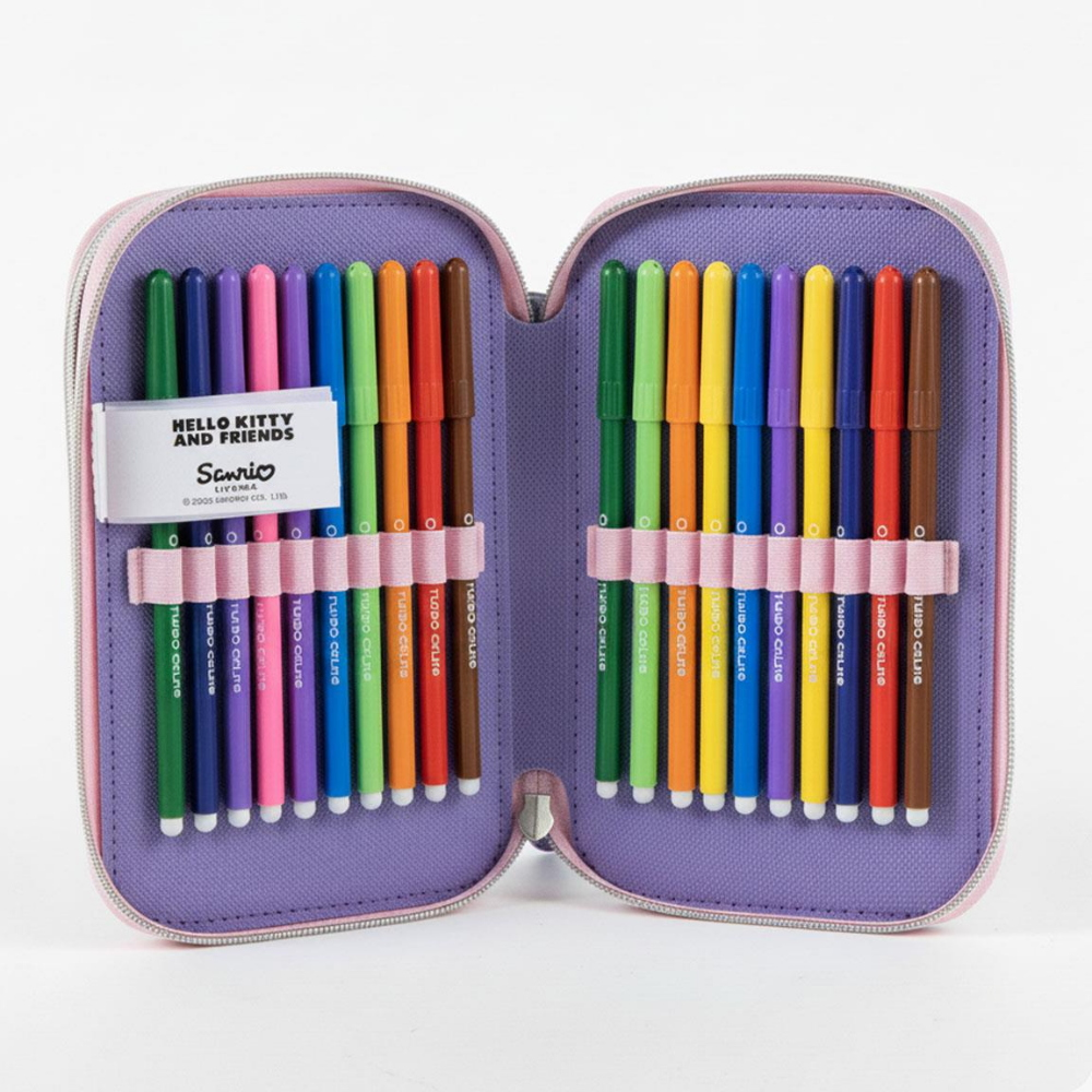 ASTUCCIO SCUOLA KUROMI SANRIO MULTISCOMPARTO 3 ZIP PORTACOLORI GIOTTO - 5557