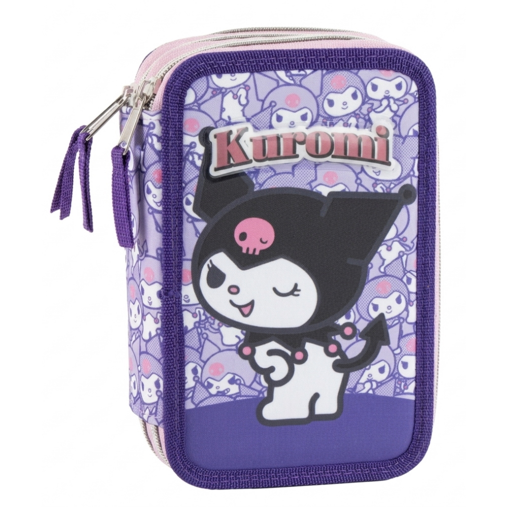 ASTUCCIO SCUOLA KUROMI SANRIO MULTISCOMPARTO 3 ZIP PORTACOLORI GIOTTO - 5557