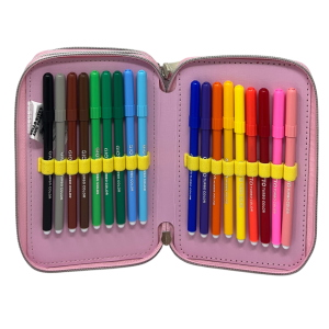 ASTUCCIO SCUOLA HELLO KITTY AND FRIENDS SANRIO MULTISCOMPARTO 3 ZIP PORTACOLORI GIOTTO - 5558