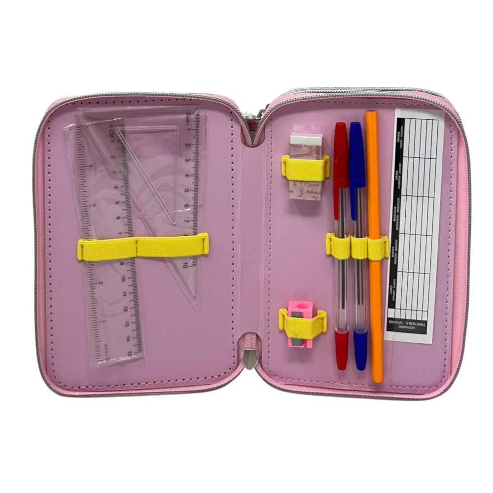 ASTUCCIO SCUOLA HELLO KITTY AND FRIENDS SANRIO MULTISCOMPARTO 3 ZIP PORTACOLORI GIOTTO - 5558